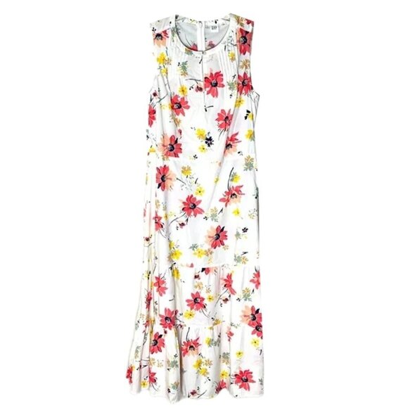 🆕 GAP sleeveless midi dress white Floral print Dress Size 4 - Picture 5 of 5